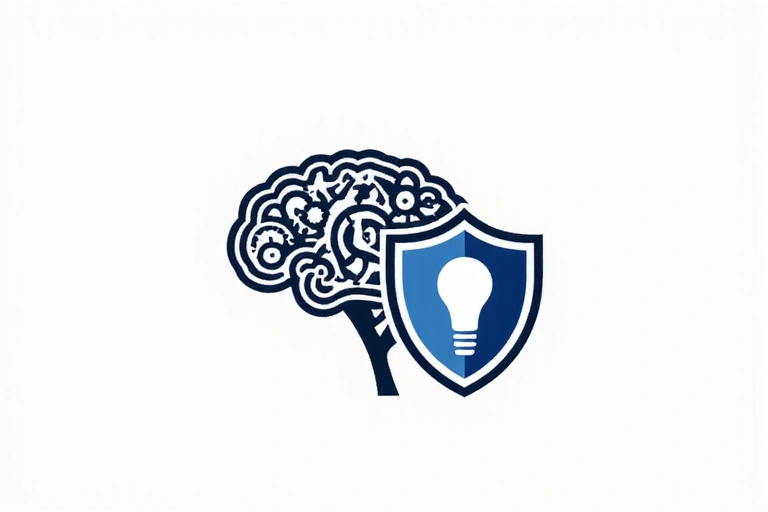 Icona stilizzata di un cervello con ingranaggi, che simboleggia la proprietà intellettuale e l'innovazione